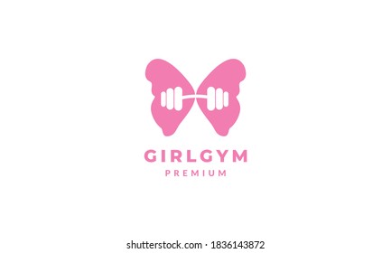 animal insect butterfly wings with gym logo vector icon illustration design