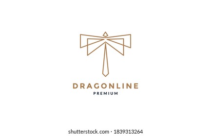 animal insect dragonflies line art outline unique logo vector illustration design