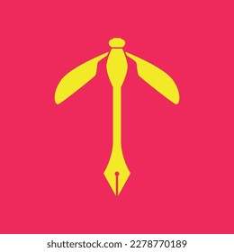 animal insect dragonfly creative idea art pencil ballpoint modern logo design vector