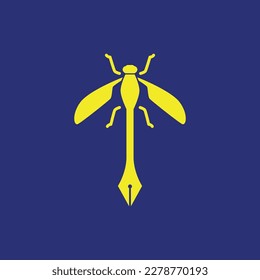 animal insect dragonfly creative idea art pencil ballpoint modern logo design vector