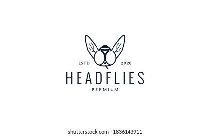 animal insect flies head wings lines logo vector icon illustration design