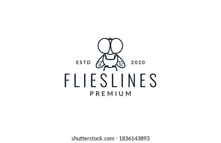 animal insect flies line unique logo vector icon illustration design
