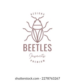animal insect scarabs beetle line art hipster logo design vector