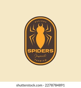 animal insect spider ground simple shape vintage retro badge logo design vector