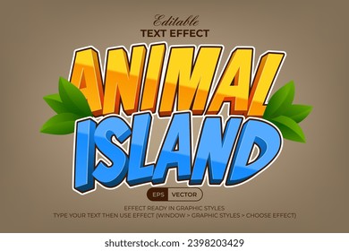 Animal Island Text Effect Comic Style. Editable Text Effect.