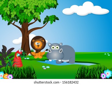 Animal in the jungle cartoon