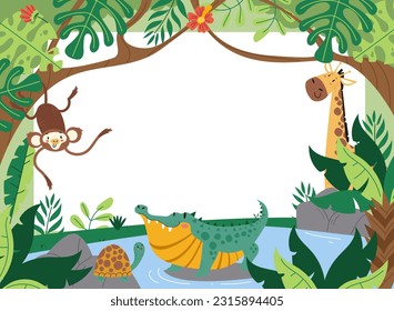 Animal jungle cartoon safari wild background concept. Vector design graphic illustration
