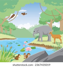caricatura de vector animal en la jungla