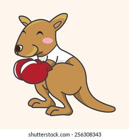 Animal kangaroo doing sports cartoon theme elements