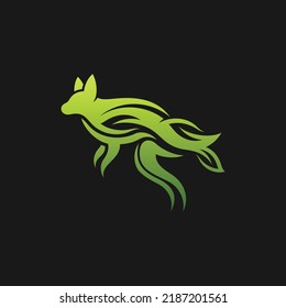 Diseño del logotipo de la hoja de canguro animal