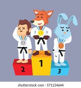 animal karate podium illustration design