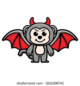 the animal kawaii mascot . cute and cool monkey with a wings