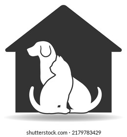 Animal Kennel Logo With Shadow Isolated On White Background