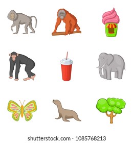 Animal kind icons set. Cartoon set of 9 animal kind vector icons for web isolated on white background