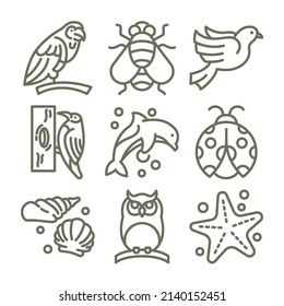 
animal kingdom icon design with outline style