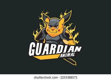 ANIMAL KNIGHT MASCOT LOGO VECTOR ILLUSTRATION