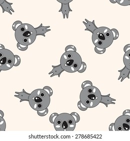 animal koala cartoon, cartoon seamless pattern background