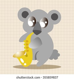 animal koala playing instrument cartoon theme elements