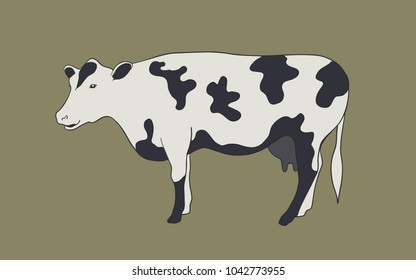 Animal label cow icon, vector