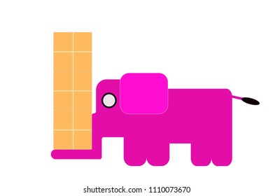 animal labor. 
Elephants are heavy lifting. animal vector. elephant vector. illustration. white background.