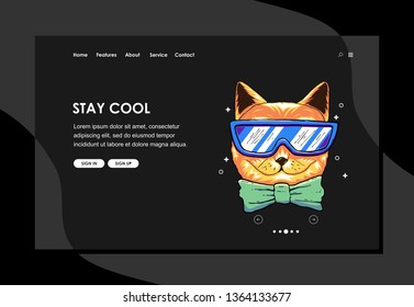 Animal landing page with flat simple design. Modern flat design concept of web page design for website and mobile website. Easy to edit and customize. Vector illustration