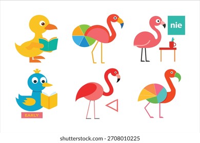 Animal Learning Journey Vector Illustration