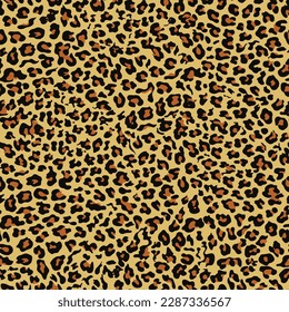 
Animal leopard pattern yellow seamless print, vector fashion design for textile. Yellow cat background.