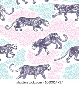 Animal leopard seamless pattern. Print design for phone casses, textile, yoga mats. 