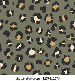 Animal leopard seamless vector hand drawn pattern