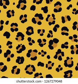 Animal leopard seamless vector hand drawn pattern