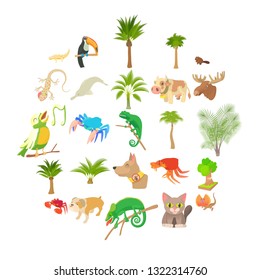 Animal life icons set. Cartoon set of 25 animal life vector icons for web isolated on white background