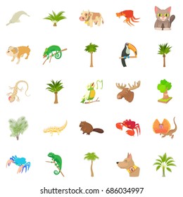 Animal life icons set. Cartoon set of 25 animal life vector icons for web isolated on white background