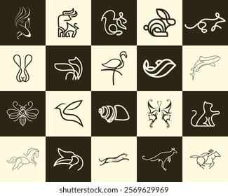 animal line art vector collection