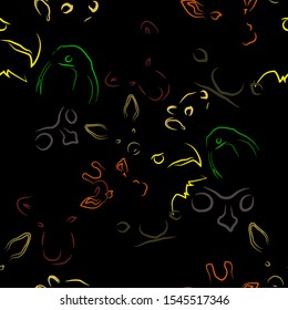 Animal line gravure in modern style. Vector isolated illustration. Outline symbol collection. Symbol, logo illustration. Animals faces engraving pattern. Creative vector illustration for any purposes