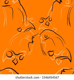Animal line gravure in modern style. Vector isolated illustration. Outline symbol collection. Symbol, logo illustration. Animals faces engraving pattern. Creative vector illustration for any purposes