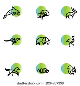 Animal line icon set