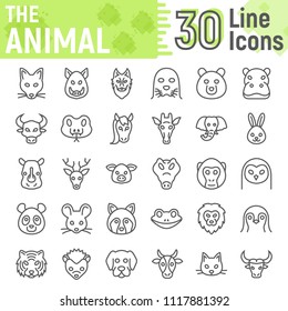 Animal line icon set, beast symbols collection, vector sketches, logo illustrations, farm signs linear pictograms package isolated on white background, eps 10.