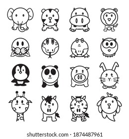 Animal line icons set - outline vector symbol collection