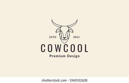 animal line modern head cow logo vector symbol icon design graphic illustration