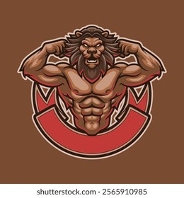 Animal Lion Bodybuilding Mascot Vector Illustration Works Perfectly for Your Brand Business