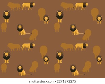 Animal Lion Cartoon Poses Seamless Wallpaper Background