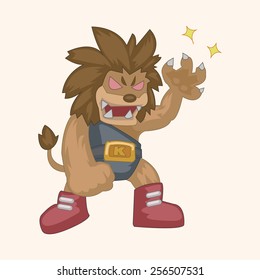 Animal lion doing sports cartoon theme elements