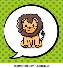 animal lion doodle, speech bubble