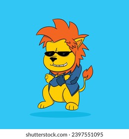 animal lion flat icon vector print ready for web