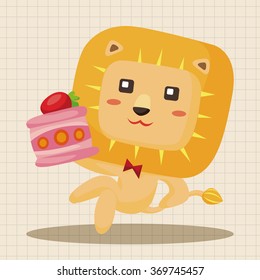 animal lion having afternoon tea theme elements