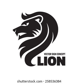 Animal lion head - vector logo template concept illustration. Wilde cat silhouette sign. Design element. 