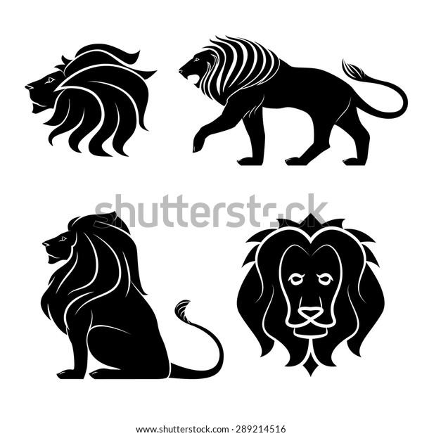 Animal Lion Logo Set Stock Vector (Royalty Free) 289214516