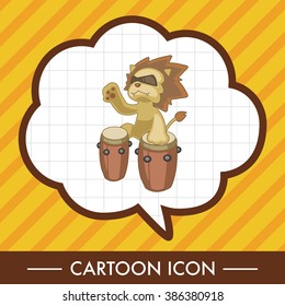 animal lion playing instrument cartoon theme elements