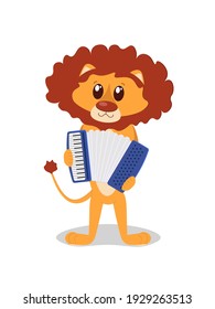 Animal lion playing music intrument, vector illustration EPS10