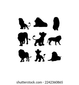 Animal lion set silhouette design